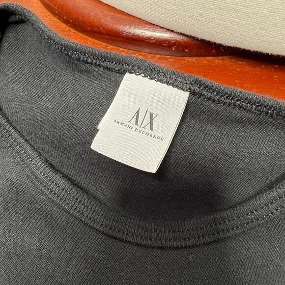 Y2K Punk Baby Tee - Size S - Armani Exchange - Black Heart Logo Cap Sleeve Top - Picture 6 of 8